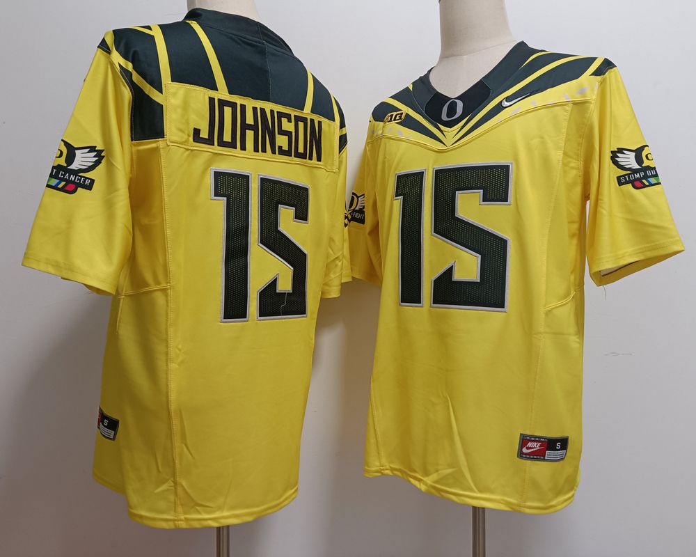 Men Oregon Ducks #15 Johnson Yellow Nike 2025 NCAA Jersey